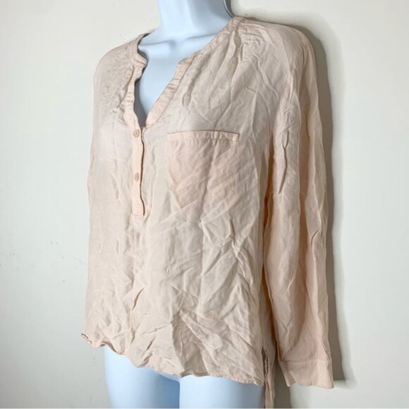 Anthropologie Lush Women’s Button Blouse Top 3/4 Length Sleeve Peach Pink Small - Picture 3 of 16